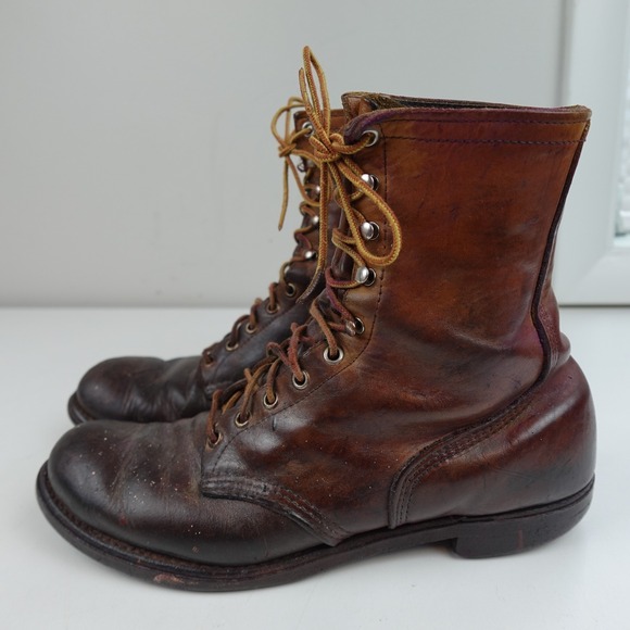Vintage Red Wing Boots Mens Size 9.5 Brown Leather Iron Ranger Amber USA 50s 60s main image 4